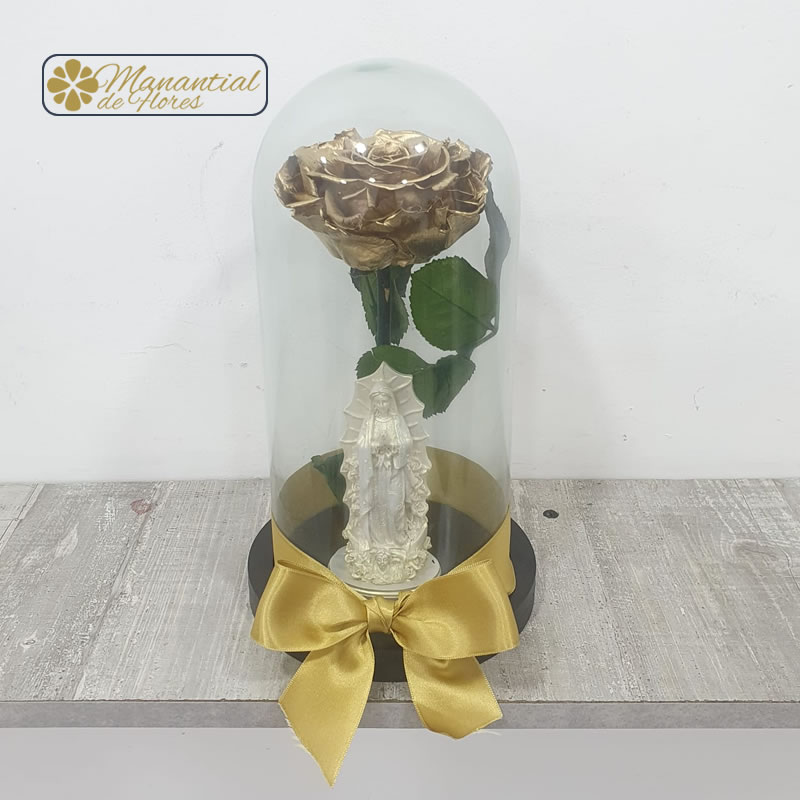 Rosa Preservada Con Virgen - Floristeria Manantial De Flores