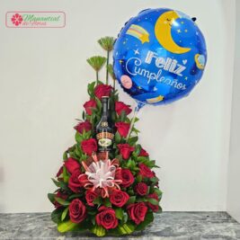 Pirámide Rosas - Baileys y Globo